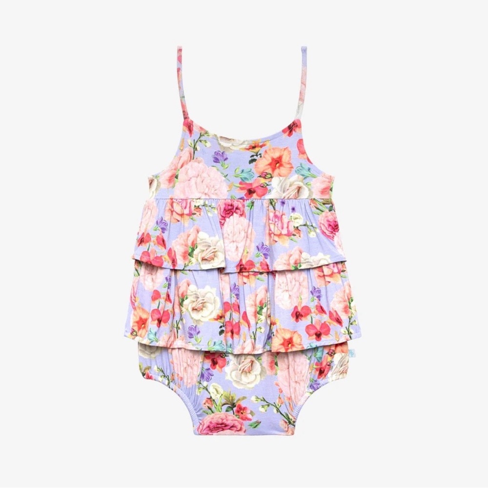 Posh Peanut Bellamy print tiered bubble romper 6-12 months